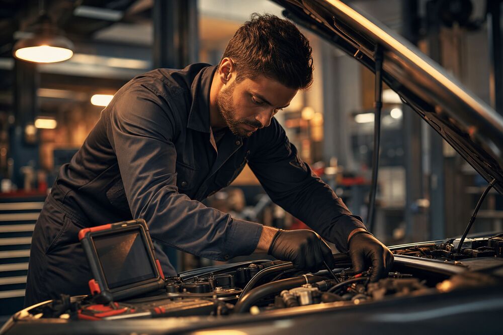 Mechanic performing auto repair